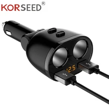 KORSEED 2 Port 12V-24V Car Cigarette Lighter Socket Splitter Power Dual USB Car Charger for iPhone Samsung Xiaomi GPS DVR Cam