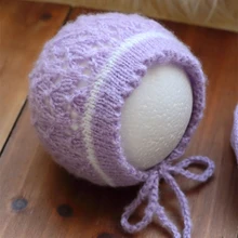 Вязаный ангорковый головной убор для новорожденных детей кружевной капот Handband мохер для вязания крючком шляпа реквизит для фотосъемки