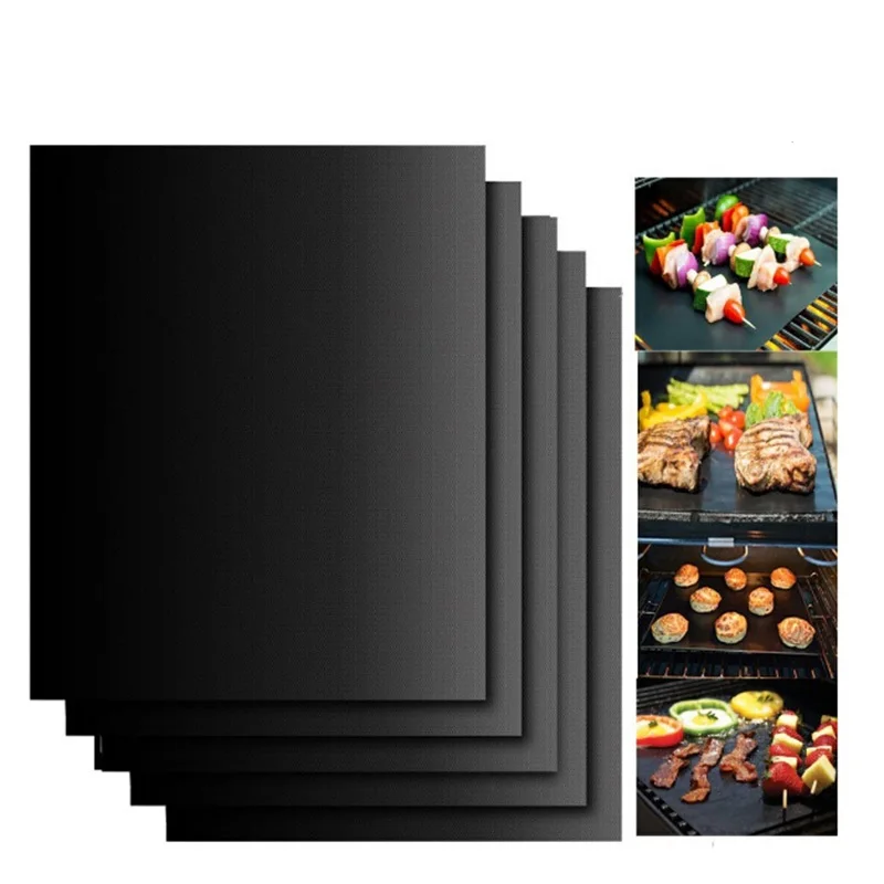 

5Pcs Teflon Non-stick Reusable BBQ Grill Mats Sheet Baking Mat for Barbecue Grill Sheet Cooking Outdoor BBQ Accessories 40*33CM