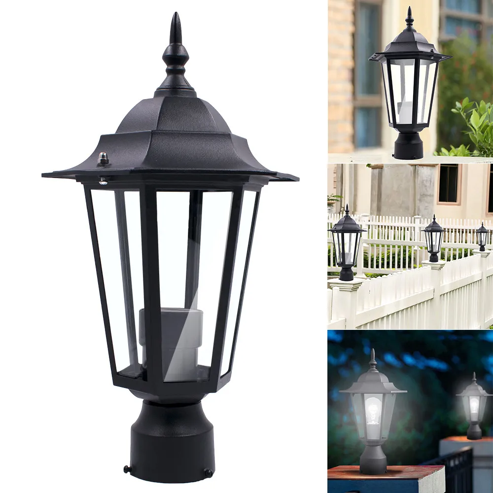 

Post Pole Light Outdoor Garden Patio Driveway Yard Lantern Lamp Fixture Black Hanging Hook Flashlight For Camping*20