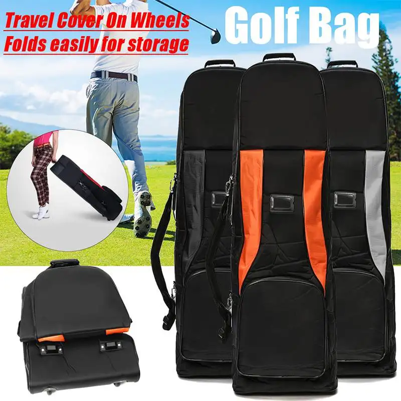 

Outdoor Sport Golf Bag With Pulley Large Capacity Golf Club Balls Storage Bag Portable Travel Airplane Wearproof Shoulder Bag