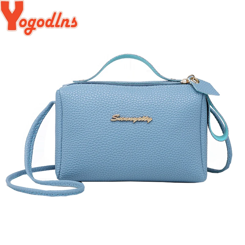 

Yogodlns Women PU Leather Bag Fashion Simple Small Shoulder Bag Candy Color Mini Messenger Bags New Designer Women Phone Purse