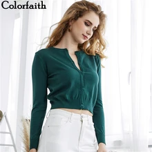 Colorfaith Укороченный трикотажный женский кардиган, свитер, пуловер зима осень SW7169