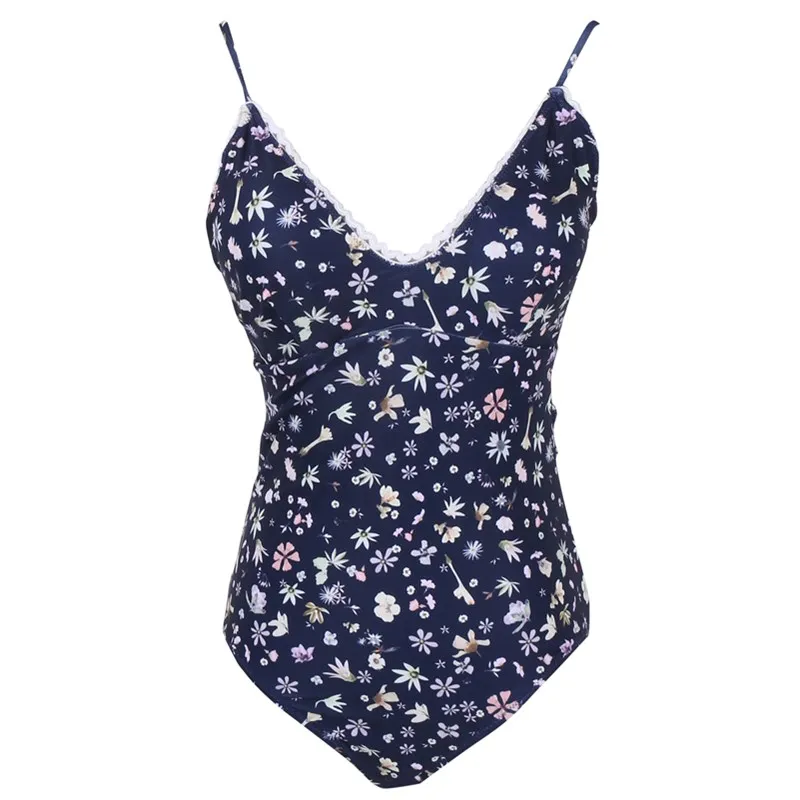 2017 Women Floral Lace Bandage One Piece Bikini Swimsuit ...