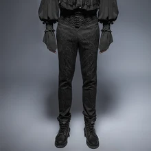 Мужские брюки в стиле панк, готика, с пуговицами павлина, черные, повседневные, с высокой талией, облегающие брюки,, стимпанк, модные, Ретро стиль, мужские длинные брюки