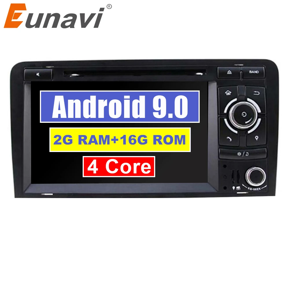 Top Eunavi 7" Quad Core Android 9.0 2 Din Car DVD Stereo GPS Navigation For Audi A3 S3 RS3 OBD2 1080P Bluetooth RDS Radio DAB wifi 0