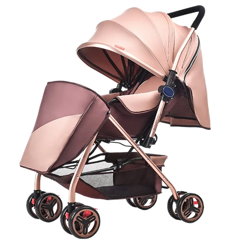 Ultra-light baby stroller Four-wheeled Baby Trolley Portable Folding Two-way Implementation Of Recl