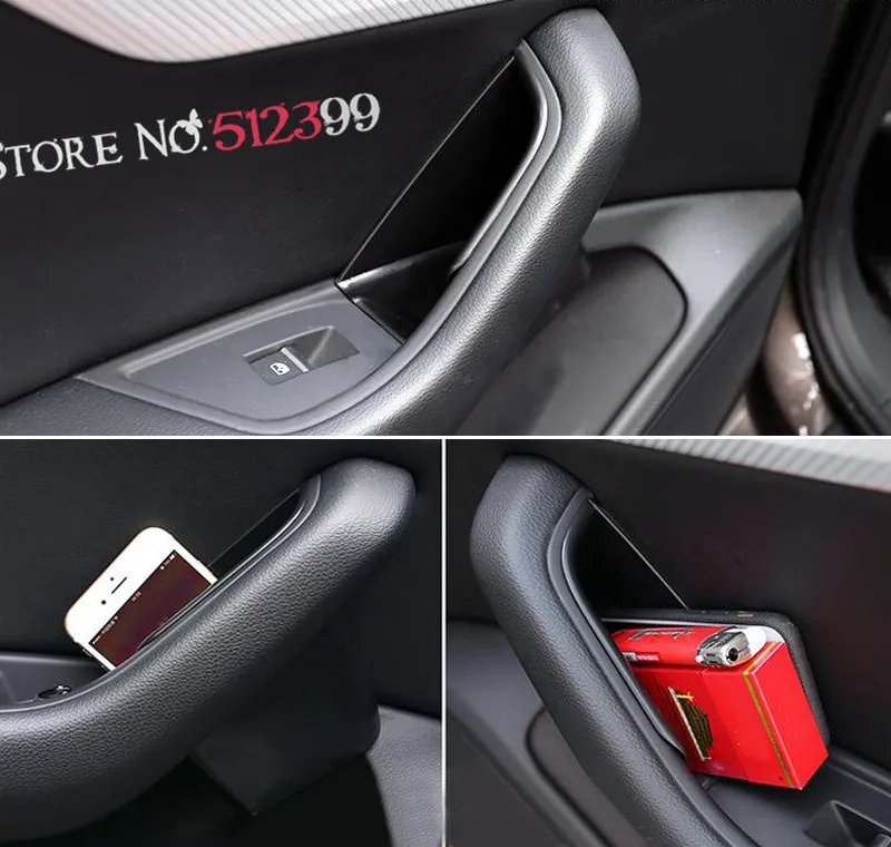 

2 pieces / set Black Plastic Interior Front Door Storage Box Holder For Audi A4 A5 2017 2018 Accessories For Left Hand drive