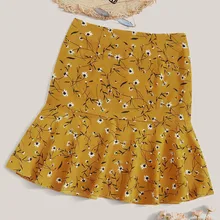 Модная женская Повседневная цветочный принт трапециевидная облегающая юбка с оборками faldas largas mujer Новая мода юбки для женщин