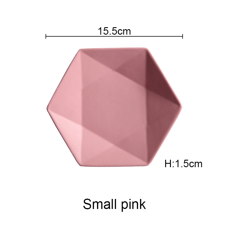 Керамические обеденные тарелки, тарелка из говядины, посуда, шестигранная матовая десертная тарелка, простая и креативная Салатница, блюда Akuhome - Цвет: small pink