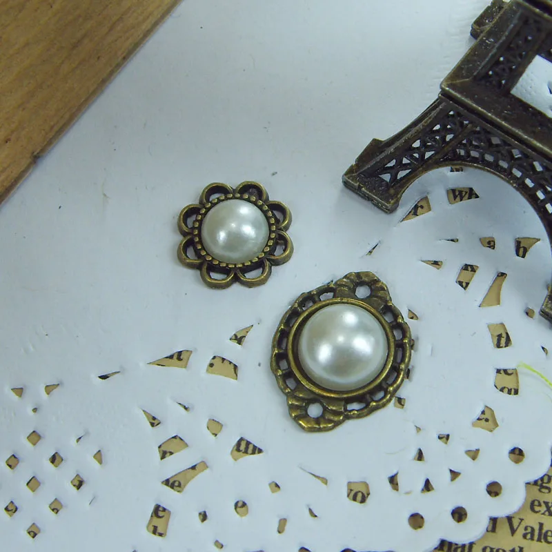 

Винтажный аксессуар для волос, из сплава, с кнопками и жемчугом