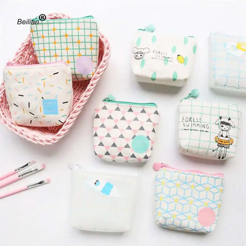 

2018 High Quality Women Canvas Small Mini Wallet Zip Coin Purse Clutch Handbag Cute key Earphone Storage Package Wallet