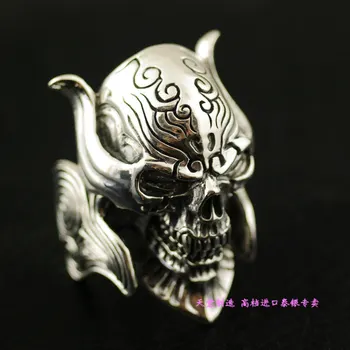 

925 pure silver rings Thick and heavy punk retro male demon gimmick sterling silver ring knight personality vampire ring
