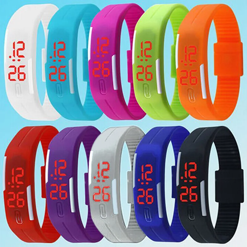 Simple Men Women Smart Watches Fashion Sports Outdoor Fitness Clock Shellhard Silicone Band LED Display Touch Digital Wristwatch