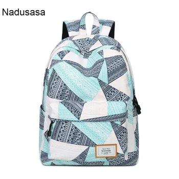 

Nadusasa Fashion Waterproof Polyester Women Backpack Geometric Printing School Bags For Teenage Girls Laptop Bagpack Mochila