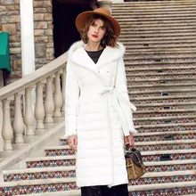 Бренд, зимняя куртка из натурального меха норки, женские пуховики, женская верхняя одежда на утином пуху, длинное пуховое пальто, парка, верхняя одежда