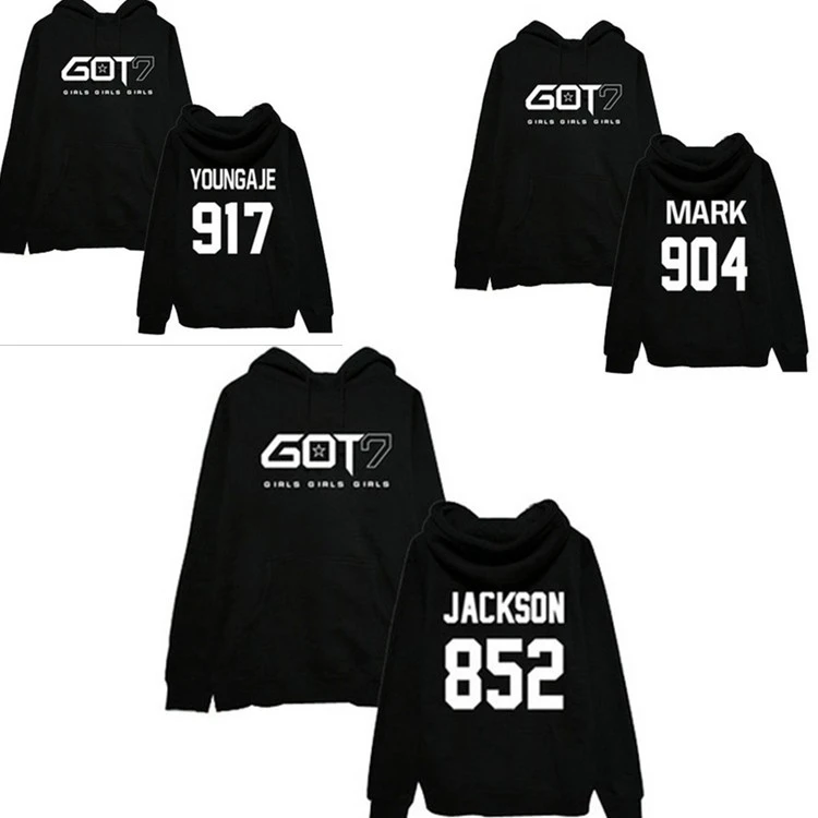 2017 KPOP Новый Официальный GOT7 же унисекс толстовки с капюшоном Трикотажные флисовые