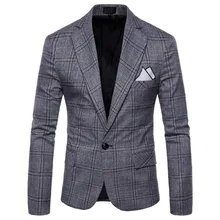 

Spring Autumn Retro British Style Suit For Mens Slim Fit Plaid Casual Long Sleeve Blazer Wedding Suits Plus Size 9615