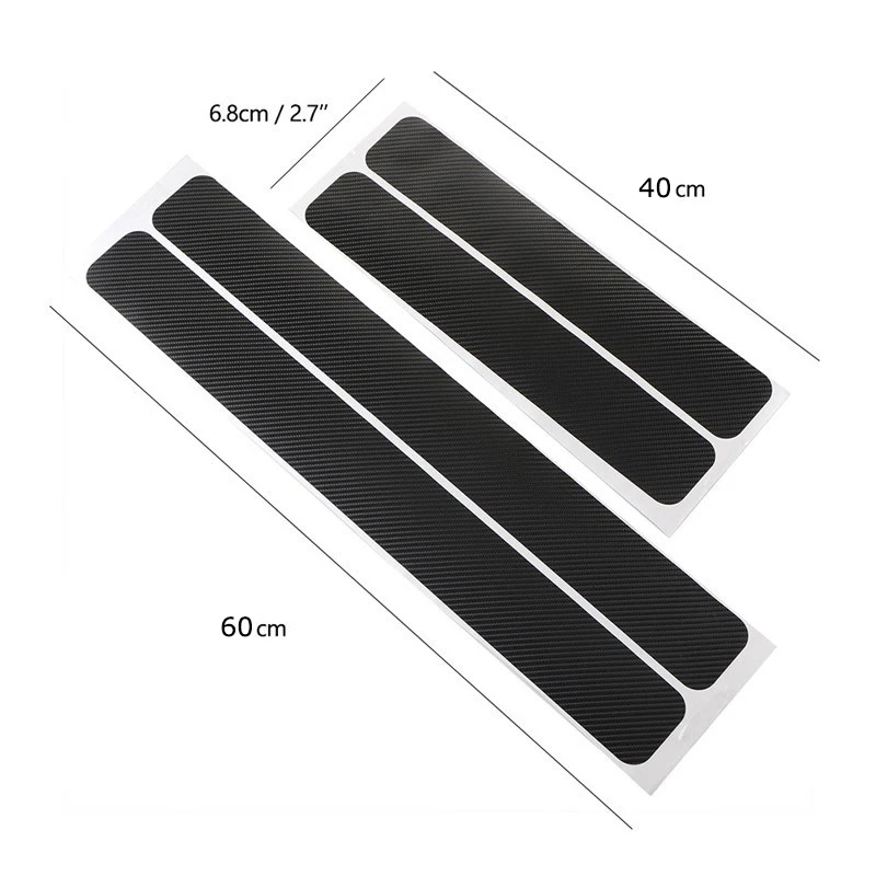 POSSBAY Auto Car Door Sill Strip Guard Carbon Fiber Door Plate Scuff Protection Front Rear Door Step Scratch Cover