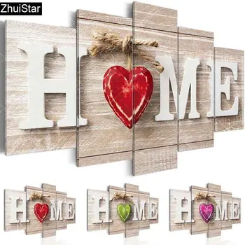 

5pcs Full Square Drill 5D DIY Diamond Painting "Home Sweet Home" Multi-picture Combination 3D Embroidery Mosaic Home Decor XSH