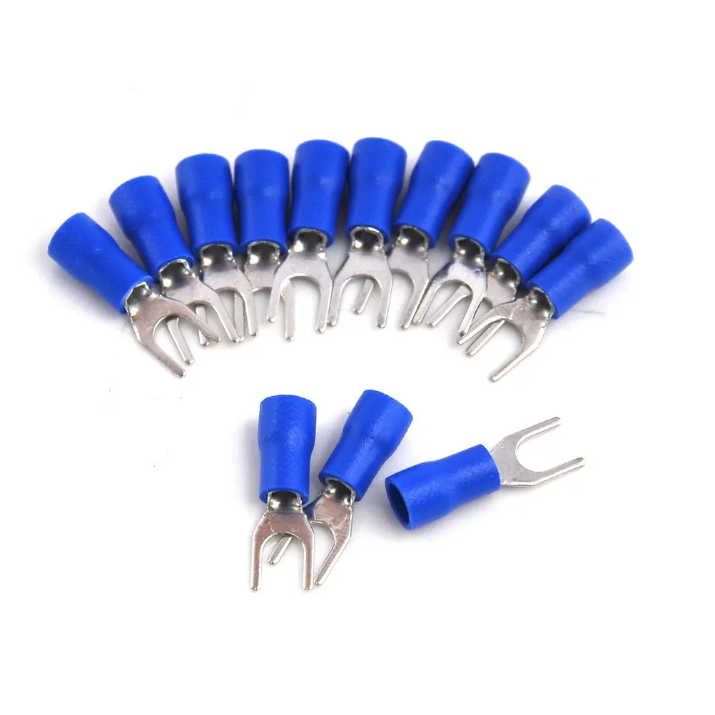 New Wholesale 20 Red Insulated Fork Spade Wire Connector Electrical Crimp Terminal