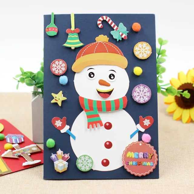 Baby DIY Handmade Christmas Card Kindergarten Children Creative Santa