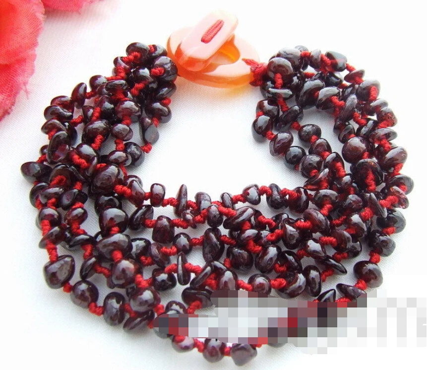 

Hot sell Noble- FREE SHIPPING>>>@@ 0626 6Strds Garnet Chips Bracelet