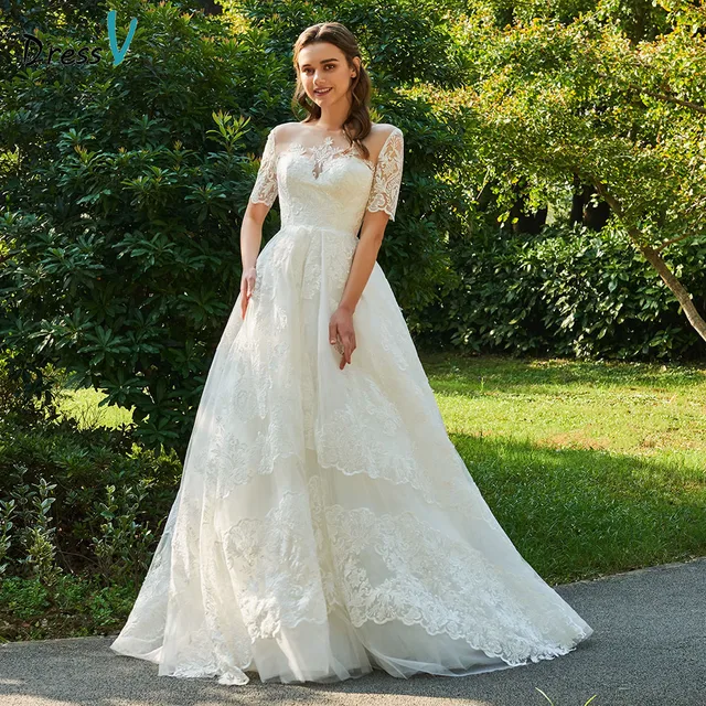 vestido de novia marfil vestido de novia cuello redondo corto sin