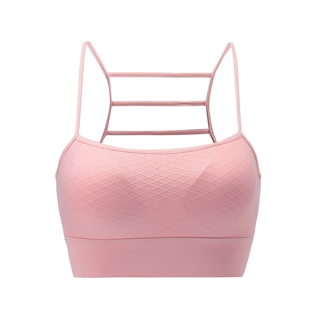 Pink Sports Bra For Women Gym Openback Padded Fitness Top Bras For Gym ...