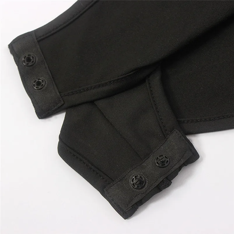 Fashion summer jumpsuit woman 2018 Choker High Neck Bodycon Caged Sleeves Jumpsuit Bodysuit Tops pantaloni siamesi A03#N (1)