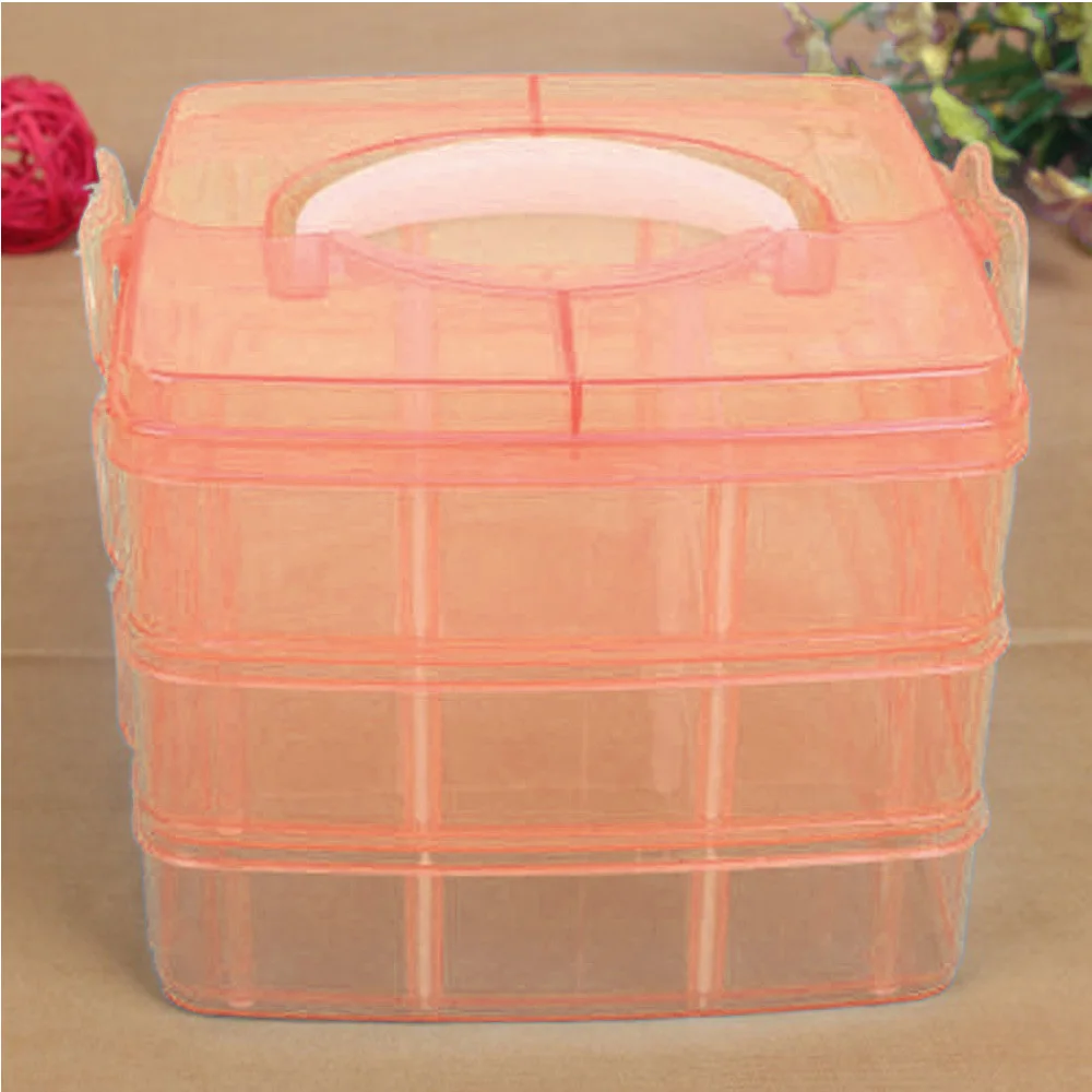 

3-Layer 18 Compartment Plastic Clear Nail Art Gel Polish Remover Cleaning Cotton Pad Swab Container Organizer Holder Storage Box