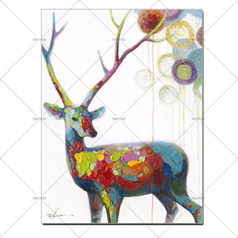 

colorful deer pictures painting by hand painted canvas cartoon drawing oil painting Colorful deer for living room or bedroom
