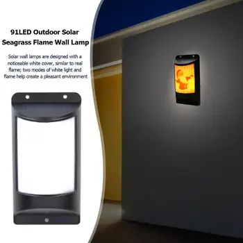 

91 LED Solar Wall Lamp Waterproof Flickering Garden Landscape Flame Light Living Room Home Indoor Sconces Lighting Decorative