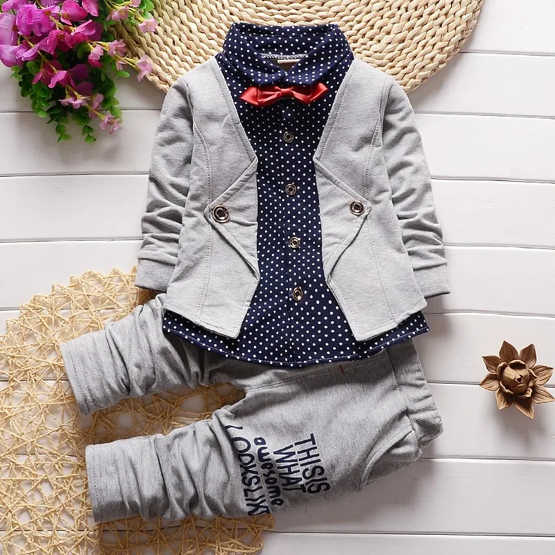 BibiCola Spring Autumn Baby Boys Clothing Set Casual Kids Sport suit Infant Toddler Boys Clothes Top Coat + Pants Tracksuit Set