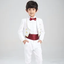 Высокое качество новое поступление белый воротник-шаль костюм Детские костюмы модные красивые раздвоенным хвостом(куртка+ брюки+ галстук