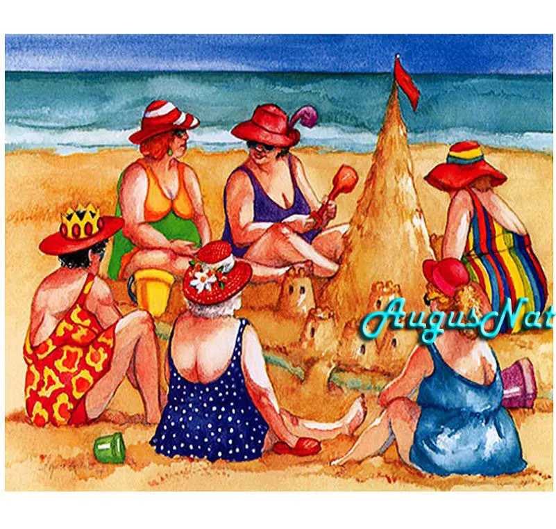 5d diy full drill diamond painting scenery resin beads pictures beach women paint with wall art sea stitckers | Дом и сад