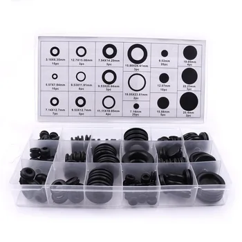 

125pc O Ring Rubber Grommet Assorted Set Blanking Wiring Cable Open/Closed Blind