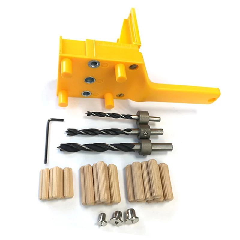 41pcs/set Drill Guide Kit Dowel Bit Set Jig 6mm 8mm 10mm E,L,T Joints Alignment Pins Doweling Jig Hole Saw Tools