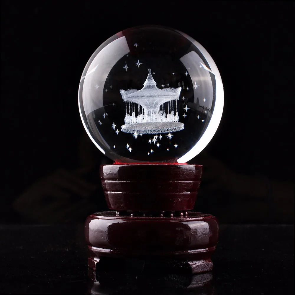 Закрытая акционерная Компания C& H 60 мм с украшением в виде кристаллов прозрачный хрустальный шар 3D лазерной гравировкой карусель Стекло мяч Feng Shui Арт Декор аксессуары подарки на день рождения