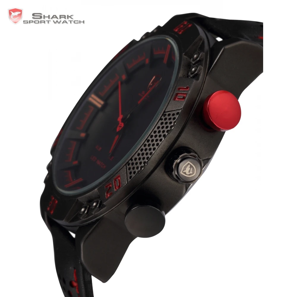 Kitefin SHARK Sport Watch Luxury Brand Sport Watches Men Relogio Dual Time Alarm Leather Strap Military Digital Watches / SH261