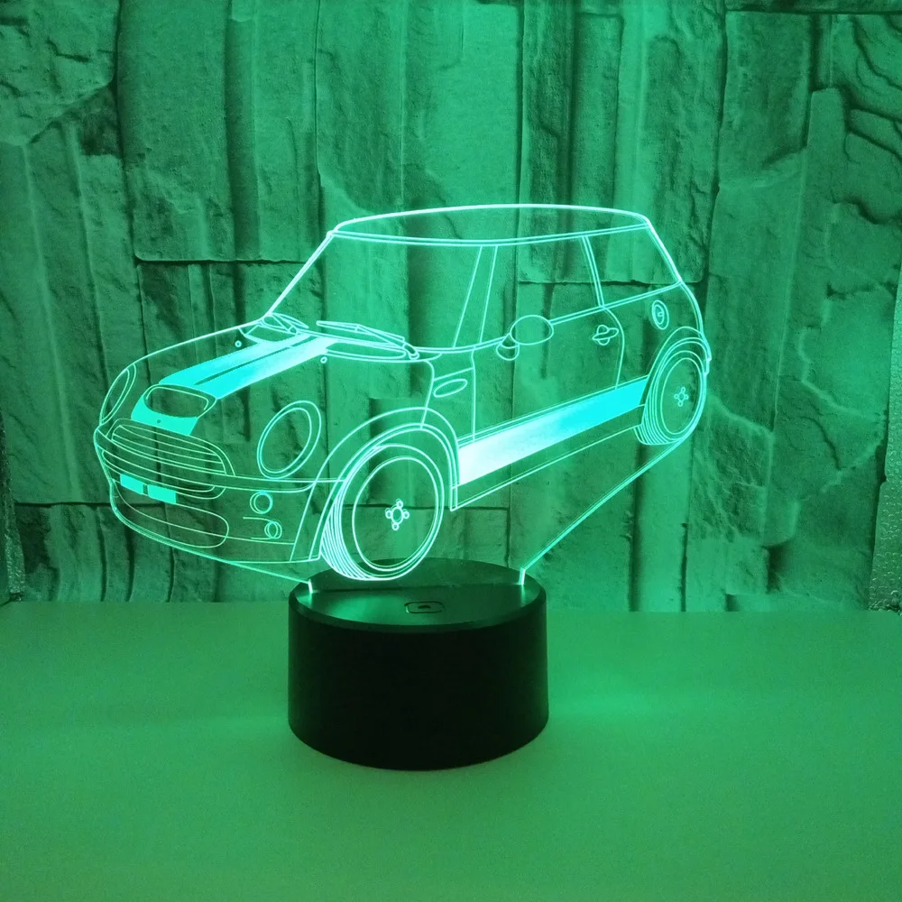 Спальня автомобиль маленький 3d ночник красочный сенсорный пульт дистанционного