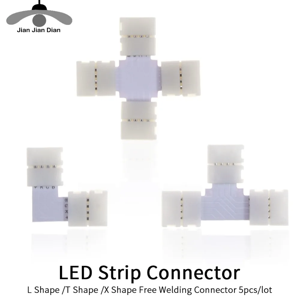 

LED Strip Connector 5pcs 10mm 4pin 5pin Connector for 5050 RGB LED Strip Light L Shape T Shape X Shape
