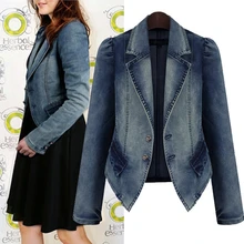 Plus Size XL-5XL Denim Jacket For Women Long Sleeve Turn-Down Collar Ladies Jacket Coat 2016 Autumn Fashion Female Jeans Jacket