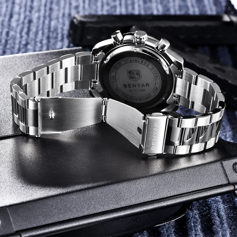 BENYAR Топ люксовый бренд часы для мужчин Спорт Силиконовый хронограф кварцевые бизнес водонепроницаемый мужские s часы relogio masculino