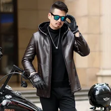 Мужской с капюшоном плюс бархат толстый теплый pu кожаная куртка