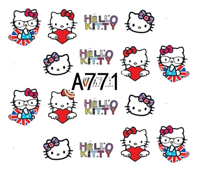 

Nail Sticker Water Decals Cute Hello Kitty Cat Nails Slider Art design Decoration Tattoo Manicure Foil Adhesive Wraps Pegatinas