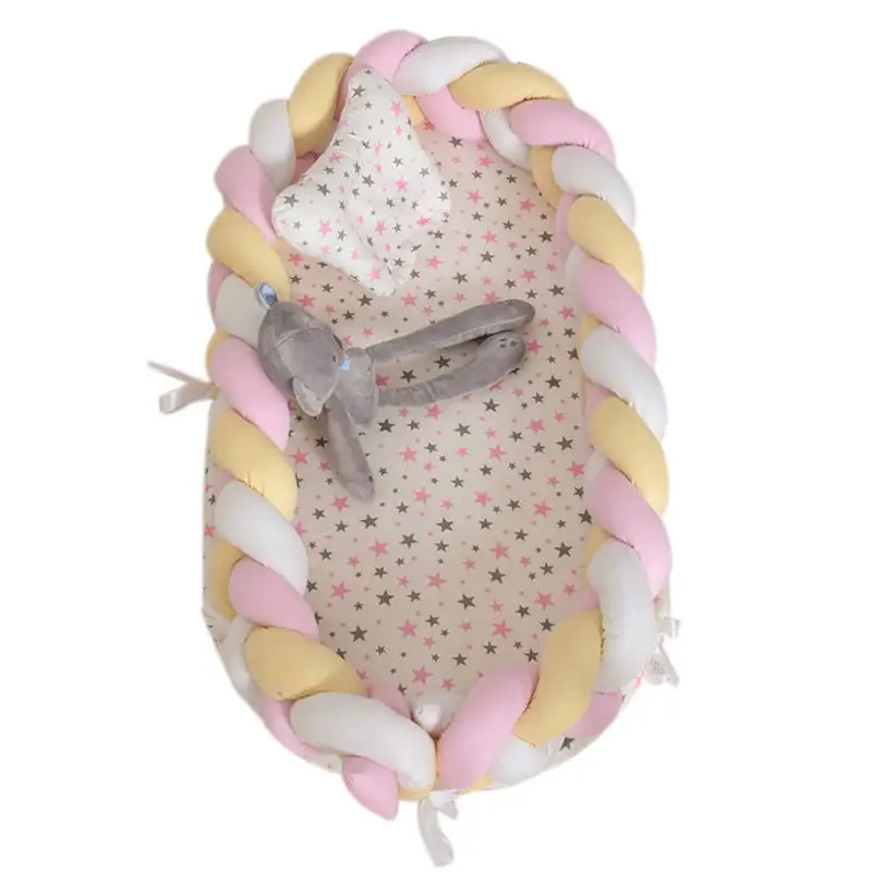 Детские матрасы кровать портативный детский шезлонг для новорожденных кроватки дышащее и спящее гнездо с подушкой новая детская кроватка для кровати - Цвет: Оранжевый