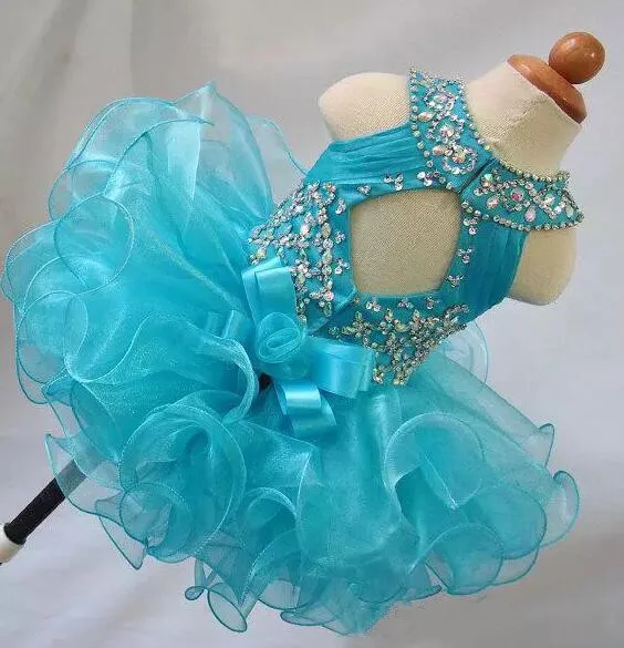

New Luxury Shiny Crystals Beads Baby Girls Cupcake Pageant Gown Kids Toddler Glitz Infant Birthday Party Gown Any Size