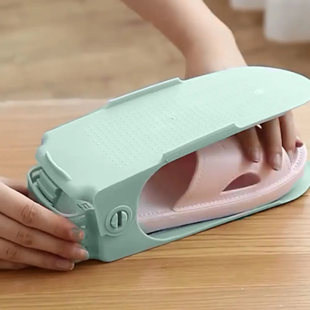 2 قطعة/المجموعة المتكاملة حذاء رف الإبداعية مزدوجة طبقة سماكة مقاطعة الفضاء الأحذية البلاستيكية التخزين رف خزانة خذاء