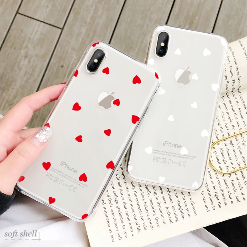 

Cute Cartoon Pattern Cover Phone Case for iPhone Xs Max Xr 8 7 6S 6 S Plus 5 5S SE Soft Silicone Love Heart Printing Back Cover